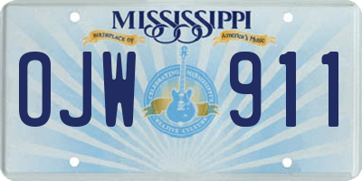 MS license plate OJW911