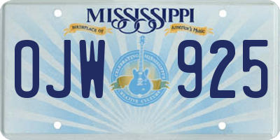 MS license plate OJW925