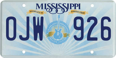 MS license plate OJW926