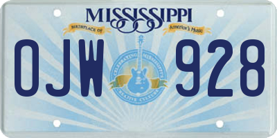 MS license plate OJW928