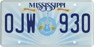 MS license plate OJW930