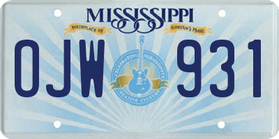 MS license plate OJW931