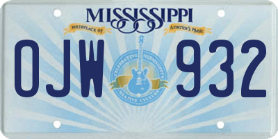 MS license plate OJW932