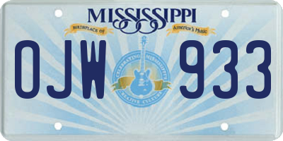 MS license plate OJW933