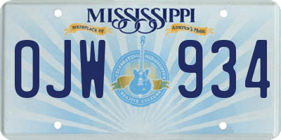 MS license plate OJW934