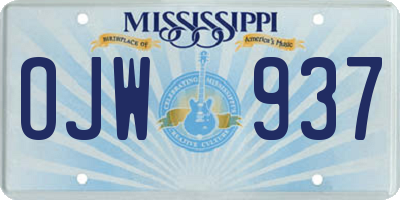 MS license plate OJW937