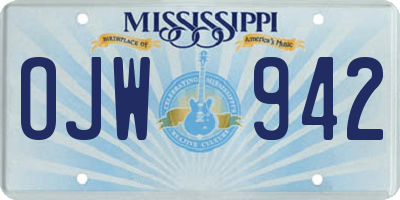 MS license plate OJW942
