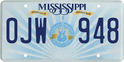 MS license plate OJW948