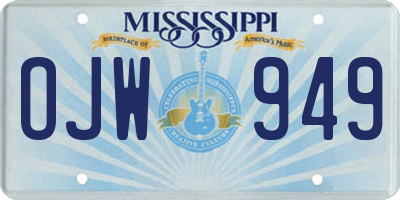 MS license plate OJW949