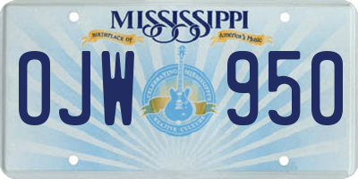 MS license plate OJW950