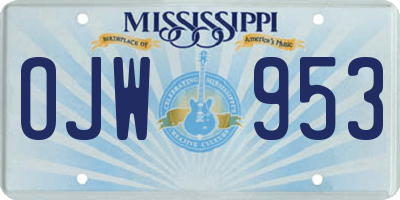 MS license plate OJW953