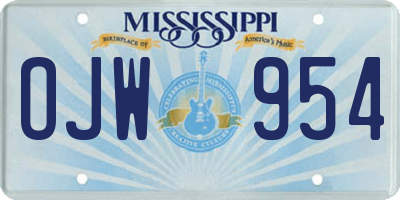 MS license plate OJW954