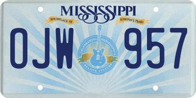 MS license plate OJW957