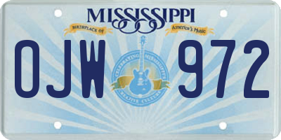 MS license plate OJW972