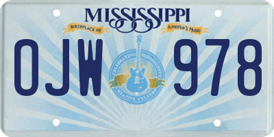 MS license plate OJW978