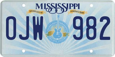 MS license plate OJW982