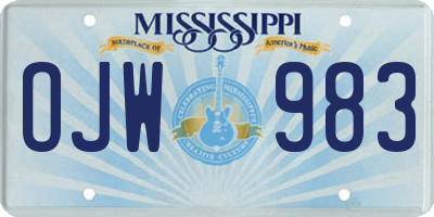 MS license plate OJW983