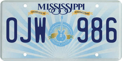 MS license plate OJW986
