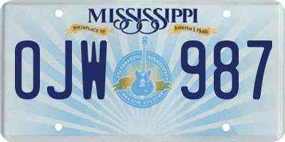 MS license plate OJW987