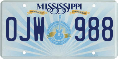 MS license plate OJW988