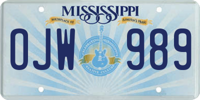 MS license plate OJW989