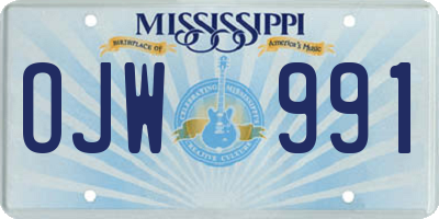 MS license plate OJW991