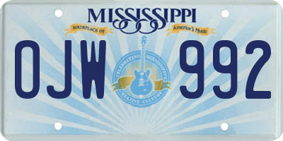 MS license plate OJW992