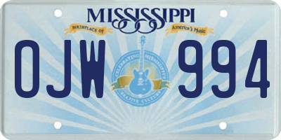 MS license plate OJW994