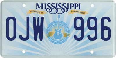 MS license plate OJW996