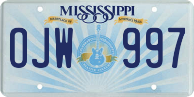 MS license plate OJW997