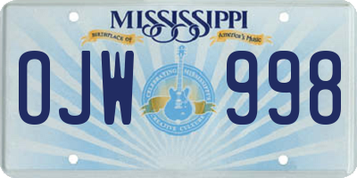 MS license plate OJW998