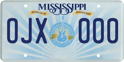 MS license plate OJX000