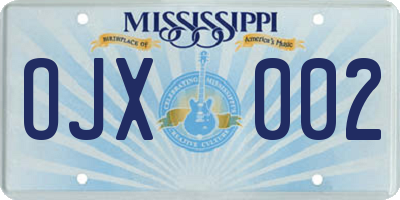 MS license plate OJX002