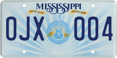 MS license plate OJX004