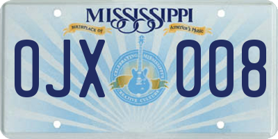 MS license plate OJX008