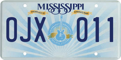 MS license plate OJX011