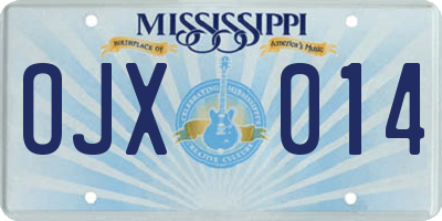 MS license plate OJX014