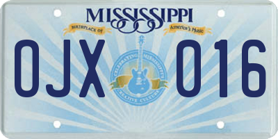 MS license plate OJX016
