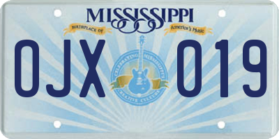 MS license plate OJX019