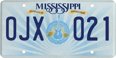 MS license plate OJX021