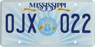 MS license plate OJX022