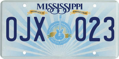 MS license plate OJX023