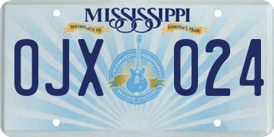 MS license plate OJX024