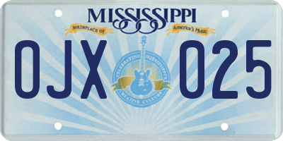 MS license plate OJX025