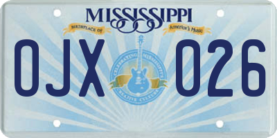 MS license plate OJX026