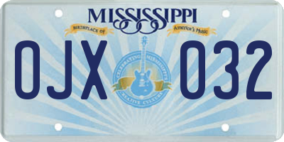MS license plate OJX032