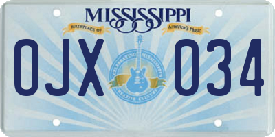 MS license plate OJX034