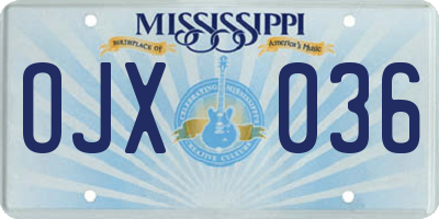 MS license plate OJX036