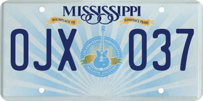 MS license plate OJX037
