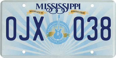 MS license plate OJX038